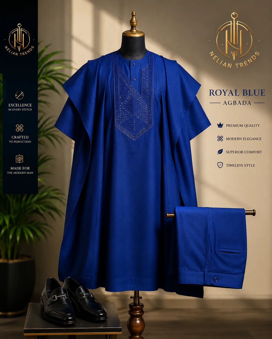 Royal blue agbada 