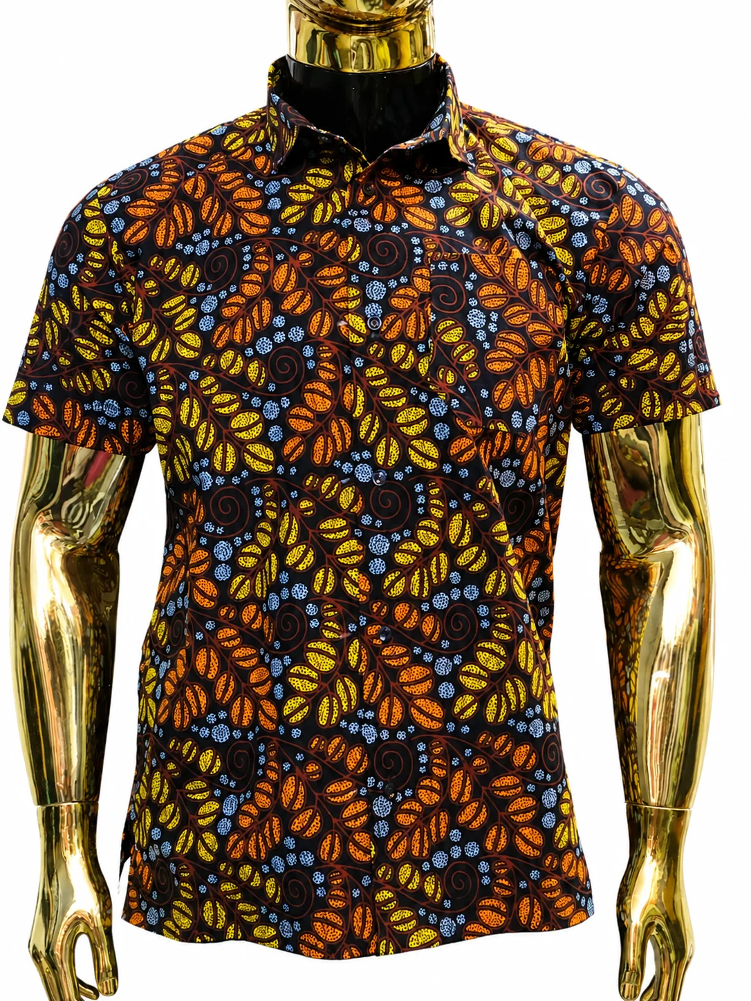 Back view of men's African print shirt, Nelian Trends