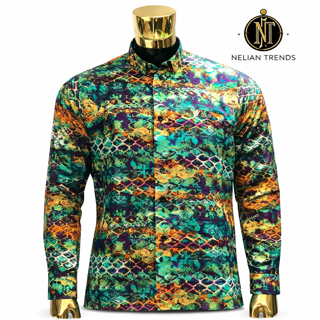 Long sleeve African print shirt for professional men, Accra Ghana