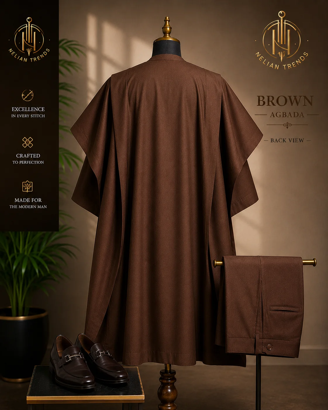 Back view of brown agbada, Nelian Trends