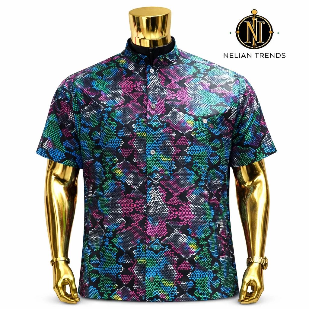 Mandarin collar shirt for men, minimal African menswear Accra
